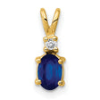 6x4mm Oval Sapphire AAA Diamond Charm Pendant in Real 14k Yellow Gold