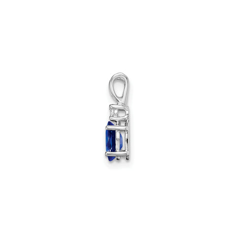 14k White Gold Pendant with Oval Sapphire and Diamond Accent, Classic Fine Jewelry for Women