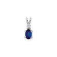 14k White Gold Pendant with Oval Sapphire and Diamond Accent, Classic Fine Jewelry for Women