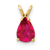 Ruby Charm Pendant in Real 14k Yellow Gold