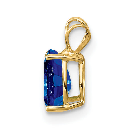 14k Yellow Gold Teardrop Pendant with Sapphire, Minimalist Fine Jewelry for Women