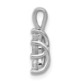 A Diamond Small Three Stone Charm Pendant in Real 14k White Gold