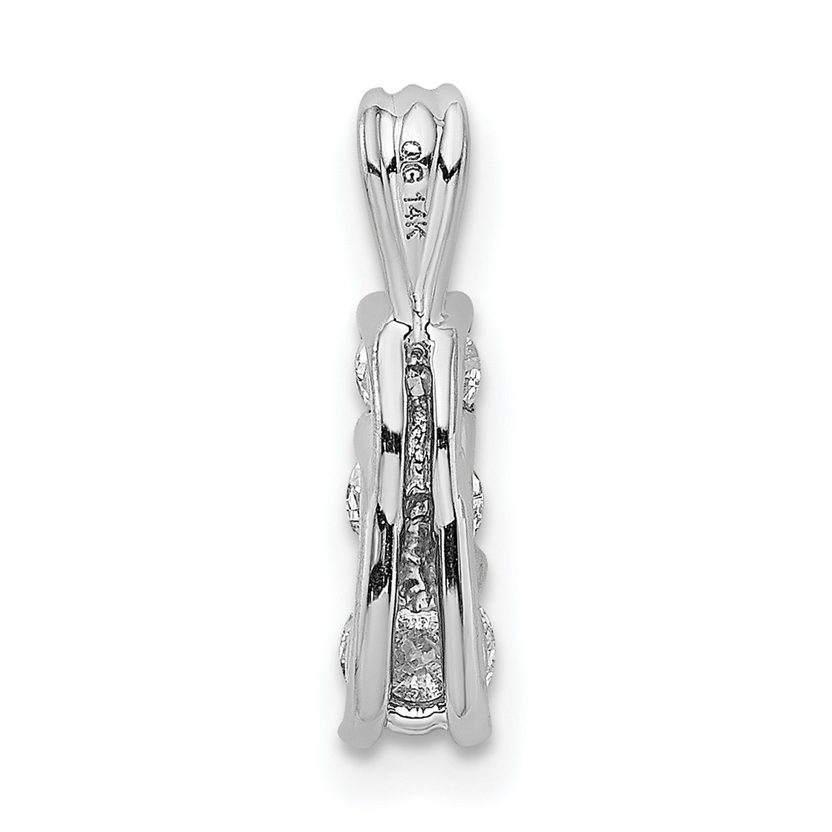 A Diamond Small Three Stone Charm Pendant in Real 14k White Gold