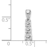 VS Diamond Small Three Stone Charm Pendant in Real 14k White Gold