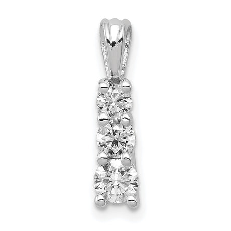 A Diamond Small Three Stone Charm Pendant in Real 14k White Gold