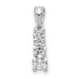AAA Diamond Small Three Stone Charm Pendant in Real 14k White Gold