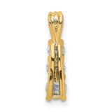 AA Diamond Small Three Stone Charm Pendant in Real 14k Yellow Gold