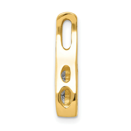 14k Yellow Gold Curved Pendant with Three Round Cubic Zirconia Stones, Minimalist Design for Women