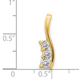 14k Yellow Gold Curved Pendant with Three Round Cubic Zirconia Stones, Minimalist Design for Women
