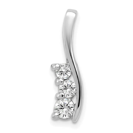 Moissanite Three stone Charm Pendant in Real 14k White Gold