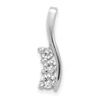 AA Diamond Small Three Stone Curved Bar Charm Pendant in Real 14k White Gold