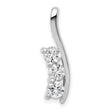 A Diamond Three Stone Curved Bar Charm Pendant in Real 14k White Gold