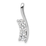 A Diamond Three Stone Curved Bar Charm Pendant in Real 14k White Gold
