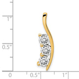 VS Diamond Large Three Stone Curved Bar Charm Pendant in Real 14k Yellow Gold