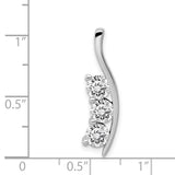 AAA Diamond Large Three Stone Curved Bar Charm Pendant in Real 14k White Gold