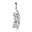AAA Diamond Large Three Stone Curved Bar Charm Pendant in Real 14k White Gold