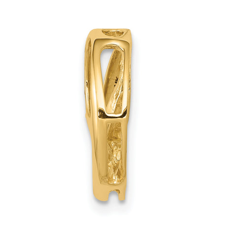 AA 3.2mm Diamond Three Stone Circles Chain Slide Charm Pendant in Real 14k Yellow Gold