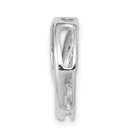 3.2mm AAA Diamond Three Stone Circles Chain Slide Charm Pendant in Real 14k White Gold