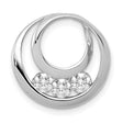 3.2mm AAA Diamond Three Stone Circles Chain Slide Charm Pendant in Real 14k White Gold
