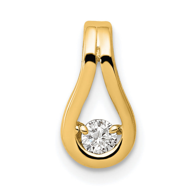 2.8mm VS Diamond Teardrop Shape Slide Charm Pendant in Real 14k Yellow Gold