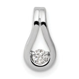 14k White Gold Teardrop Pendant with Diamond, Minimalist Modern Design for Women