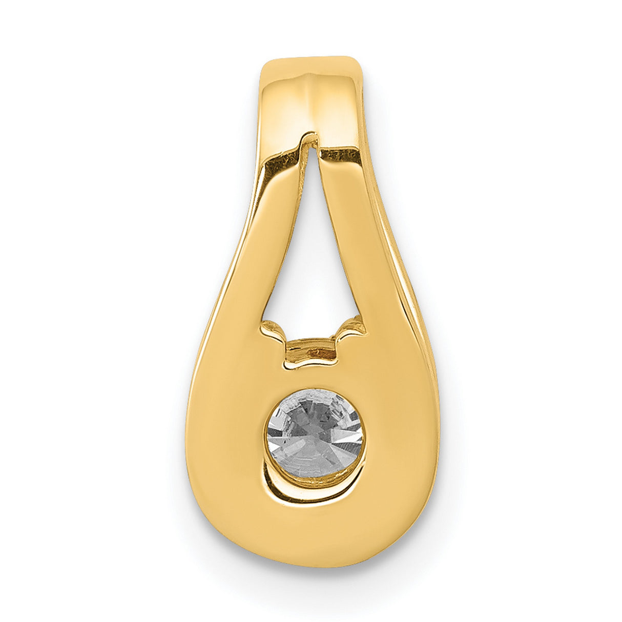 4.7mm AAA Diamond Teardrop Shape Slide Charm Pendant in Real 14k Yellow Gold