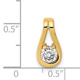 14k Yellow Gold Teardrop Pendant with Diamond, Modern Minimalist Design for Women