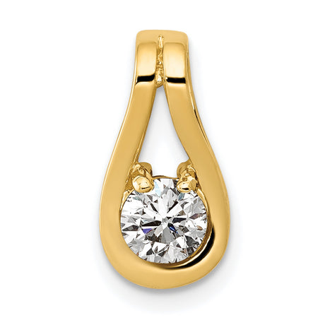 14k Yellow Gold Teardrop Pendant with Diamond, Modern Minimalist Design for Women