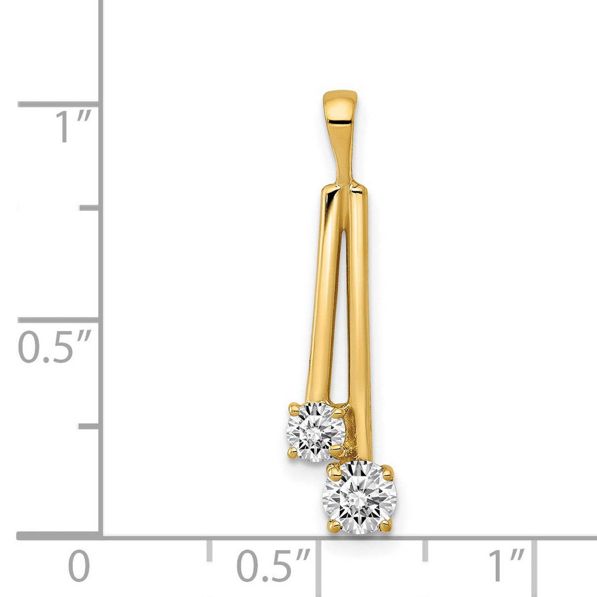 14k Yellow Gold Pendant with Diamond, Double Bar Minimalist Design for Women