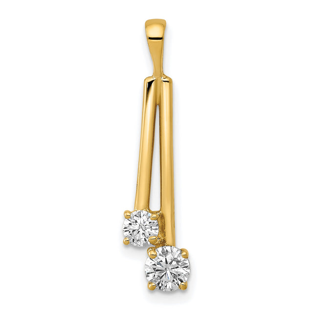 A Diamond Two Stone Charm Pendant in Real 14k Yellow Gold
