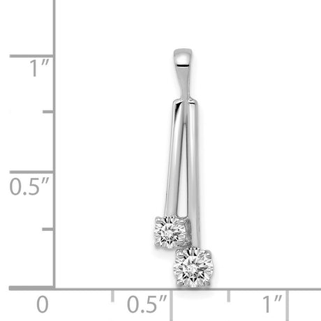 AA Diamond Two Stone Charm Pendant in Real 14k White Gold