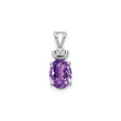 14k White Gold Amethyst Pendant with Diamond Accent, February Birthstone Jewelry for Women