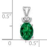 8x6mm Oval Mount Saint Helens AA Diamond Charm Pendant in Real 14k White Gold