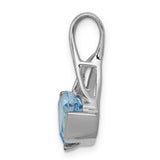 8mm Blue Topaz Charm Pendant in Real 14k White Gold