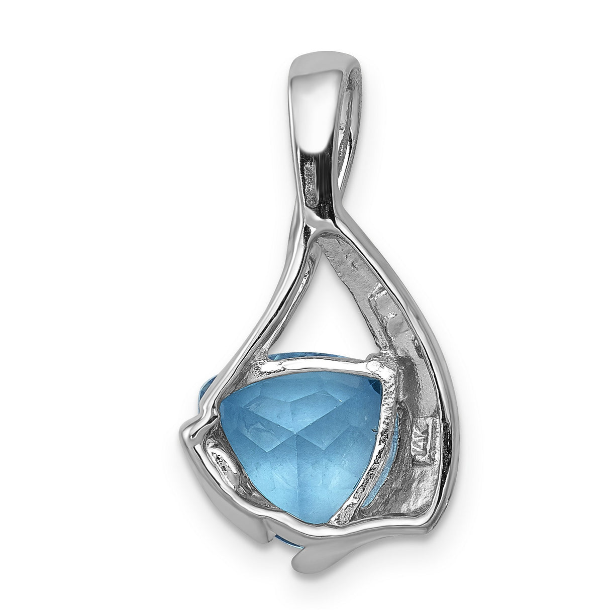 8mm Blue Topaz Charm Pendant in Real 14k White Gold