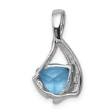 8mm Blue Topaz Charm Pendant in Real 14k White Gold