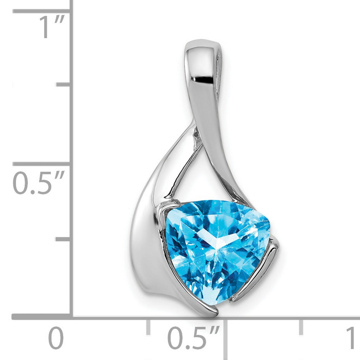 8mm Blue Topaz Charm Pendant in Real 14k White Gold