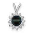 4.5mm Black FW Cultured Pearl VS Diamond Charm Pendant in Real 14k White Gold