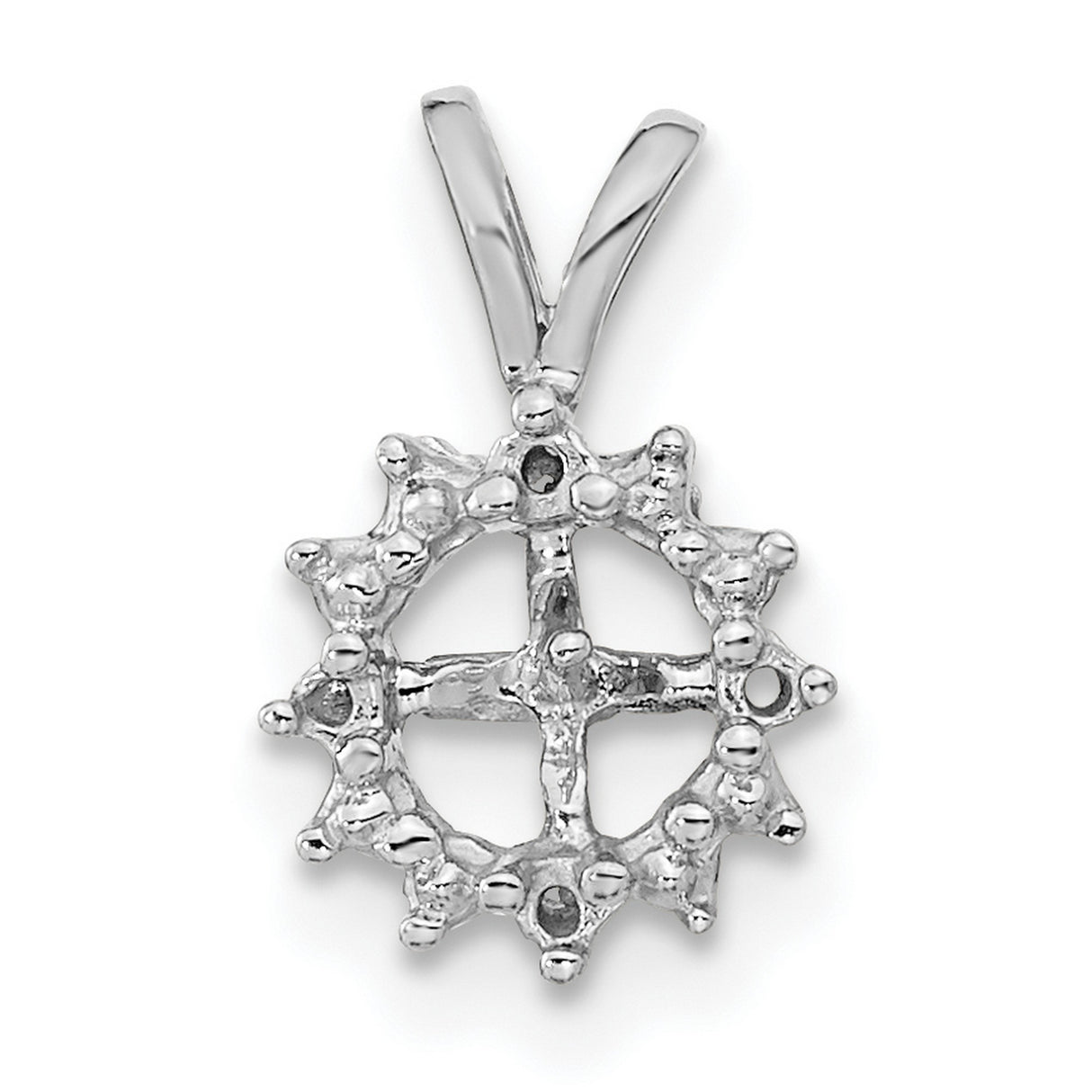 3.5mm Round Freshwater Cultured Pearl AA Diamond Charm Pendant in Real 14k White Gold