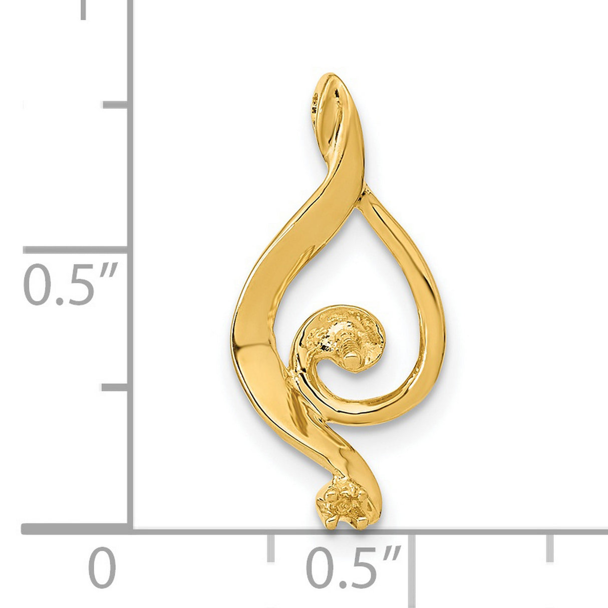14k Yellow Gold Pendant with Cultured Pearl and Diamond Accent, Swirl Teardrop Design