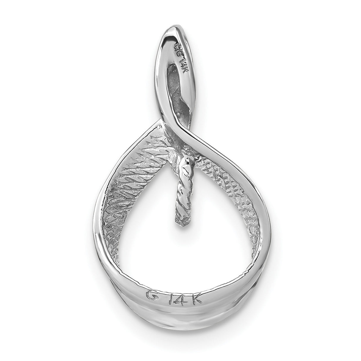 7mm White Round Freshwater Cultured Pearl VS Diamond Charm Pendant in Real 14k White Gold