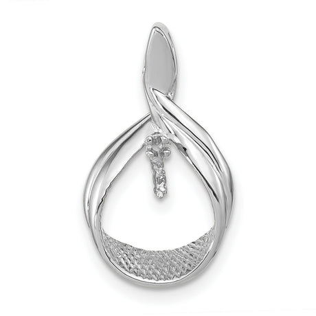 7mm White Round Freshwater Cultured Pearl AA Diamond Charm Pendant in Real 14k White Gold