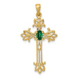 14k Yellow Gold Cross Pendant with Mount St. Helens Gemstone, Filigree Design, Christian Jewelry for Women
