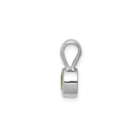 14k White Gold Pendant with Round Peridot in Bezel Setting, August Birthstone Jewelry