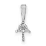 7mm White Round Freshwater Cultured Pearl AA Diamond Charm Pendant in Real 14k White Gold