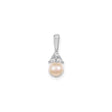 14k White Gold Pendant with Cultured Pearl and Diamond Cluster, Elegant Bridal Jewelry