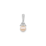 14k White Gold Pendant with Cultured Pearl and Diamond Cluster, Elegant Bridal Jewelry