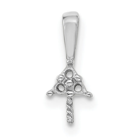 7mm Round Freshwater Cultured Pearl AAA Diamond Charm Pendant in Real 14k White Gold