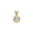 14k Yellow Gold Solitaire Pendant with Round Cut Cubic Zirconia in Bezel Setting