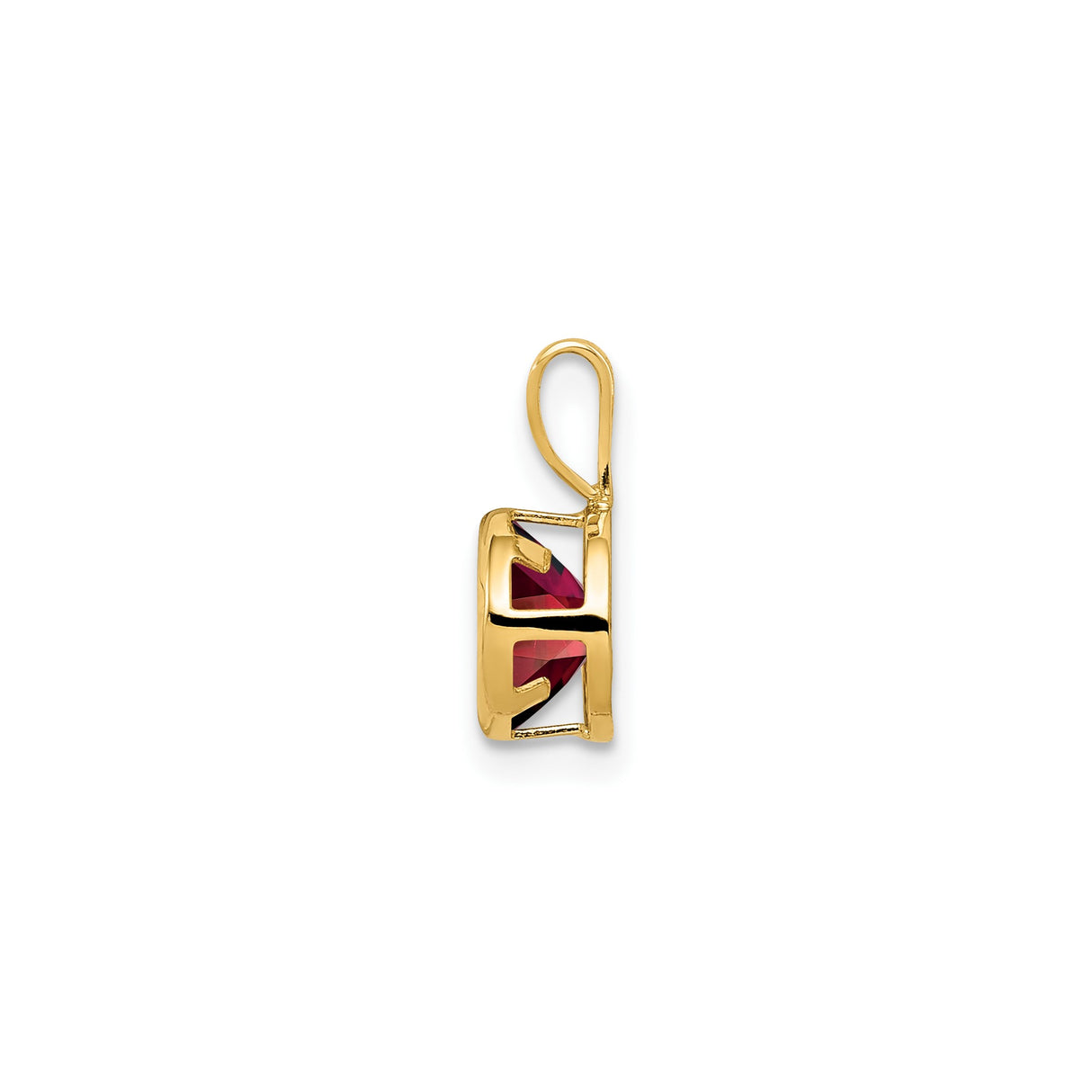 14k Yellow Gold Garnet Pendant with Bezel Setting, January Birthstone Charm for Women